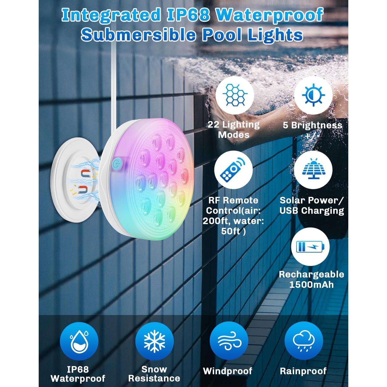 Luces Solares Subacuáticas BOXPSII IP68 4 Paquete 22 Colores