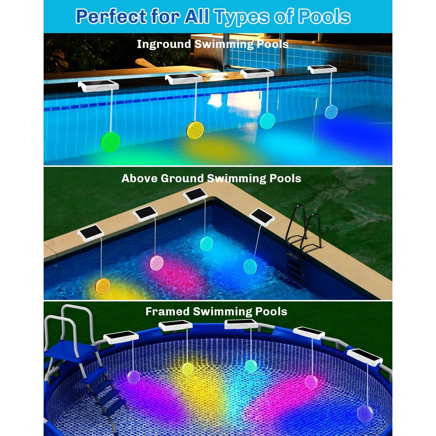 Luces Solares Subacuáticas BOXPSII IP68 4 Paquete 22 Colores