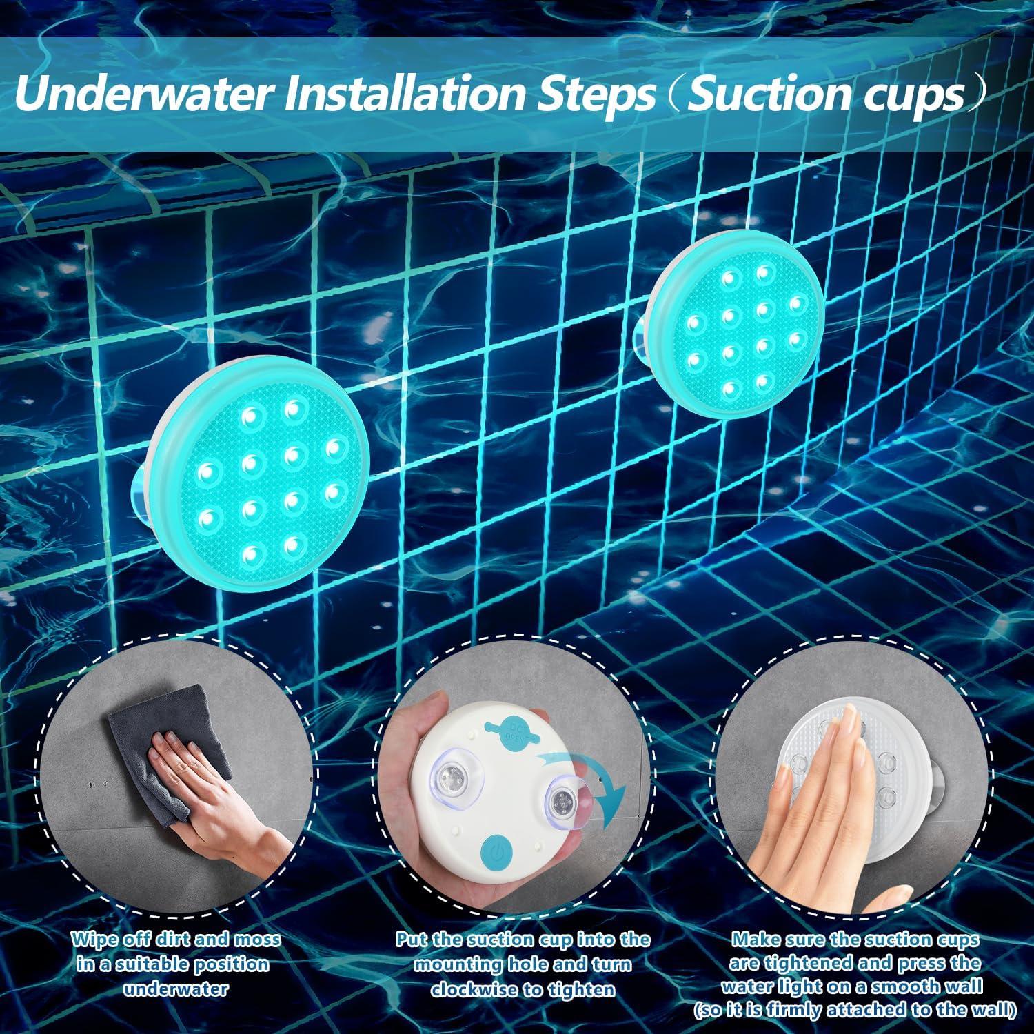 Luces LED sumergibles BOXPSII 4 Paquetes IP68 16 Colores