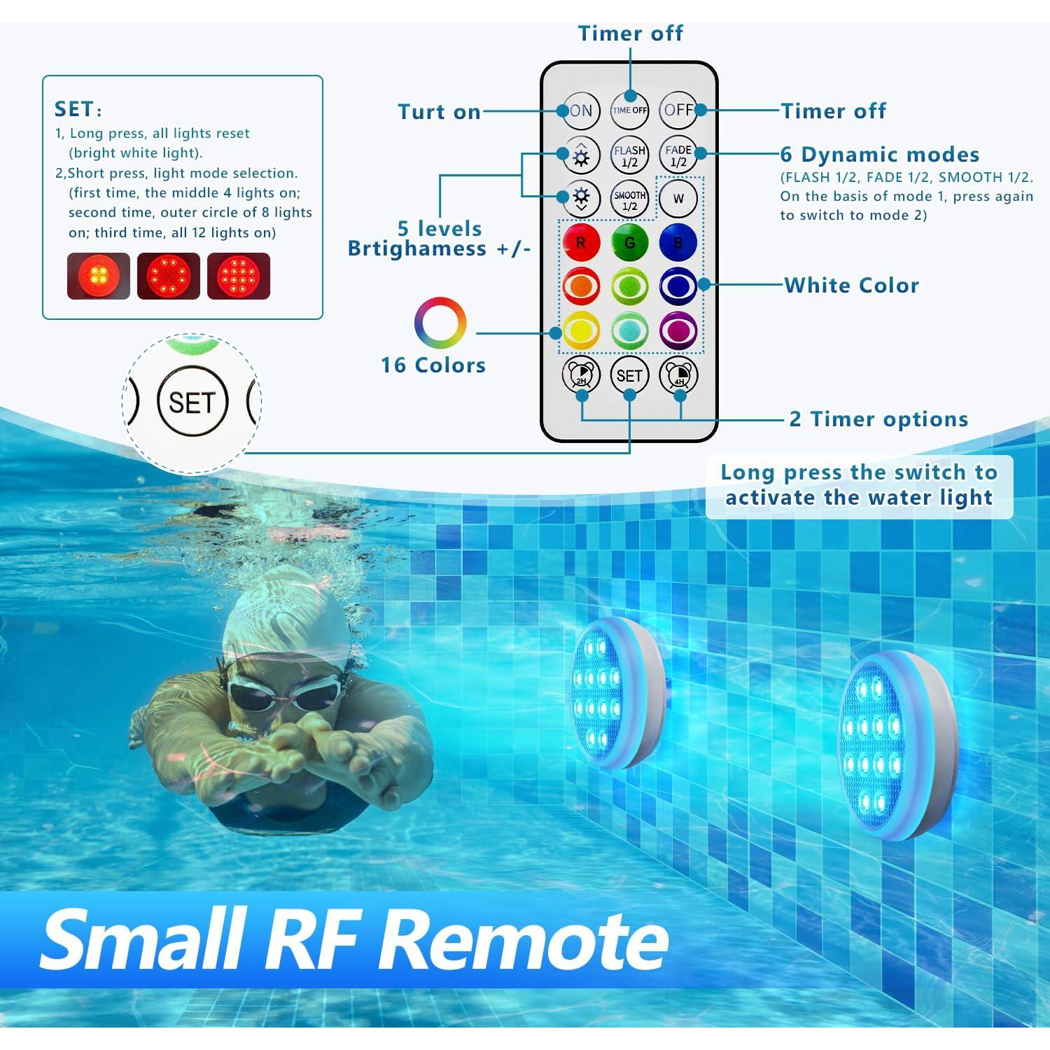 Luces LED sumergibles BOXPSII 4 Paquetes IP68 16 Colores