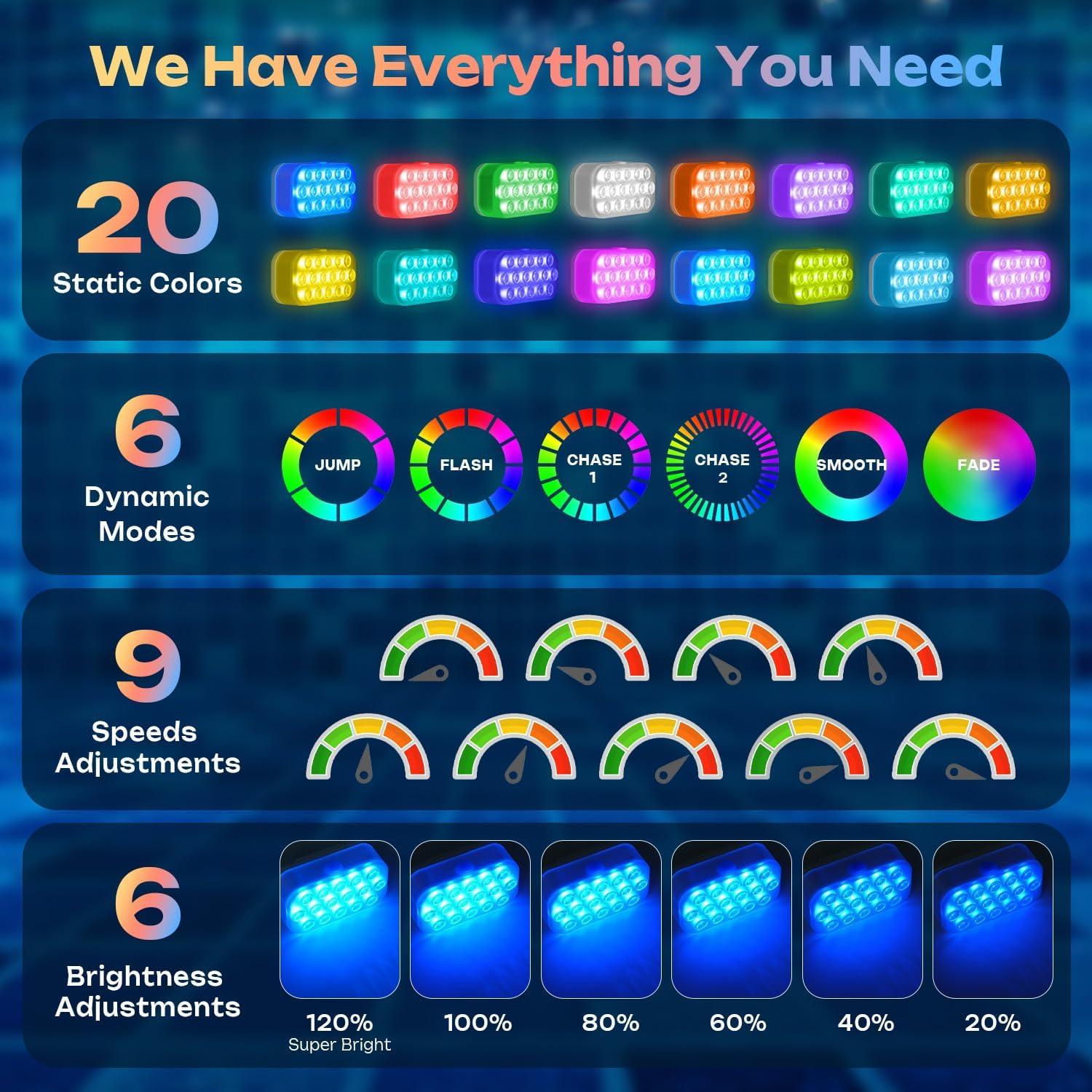 Luces LED sumergibles recargables IP68 SHENZHEN 20 colores