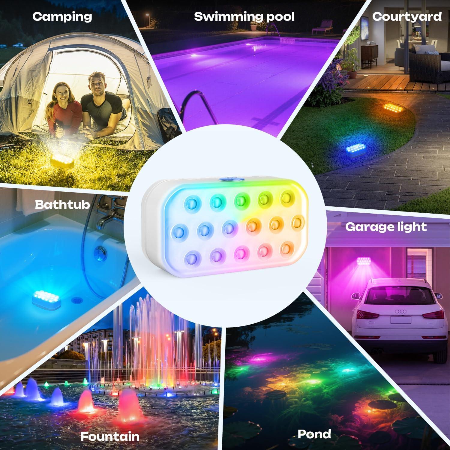 Luces LED sumergibles recargables IP68 SHENZHEN 20 colores