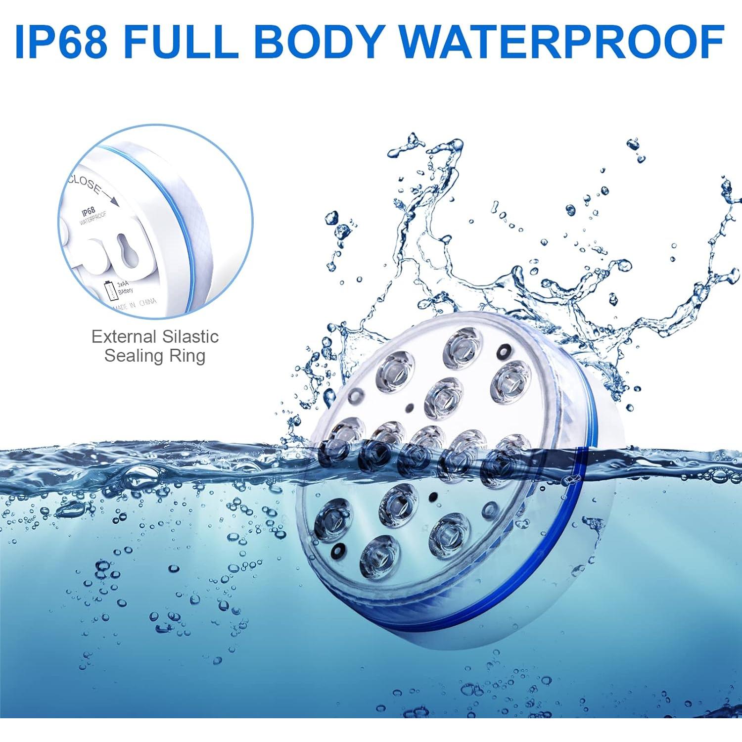 Luces LED sumergibles Defeicco IP68 RGB 4 unidades