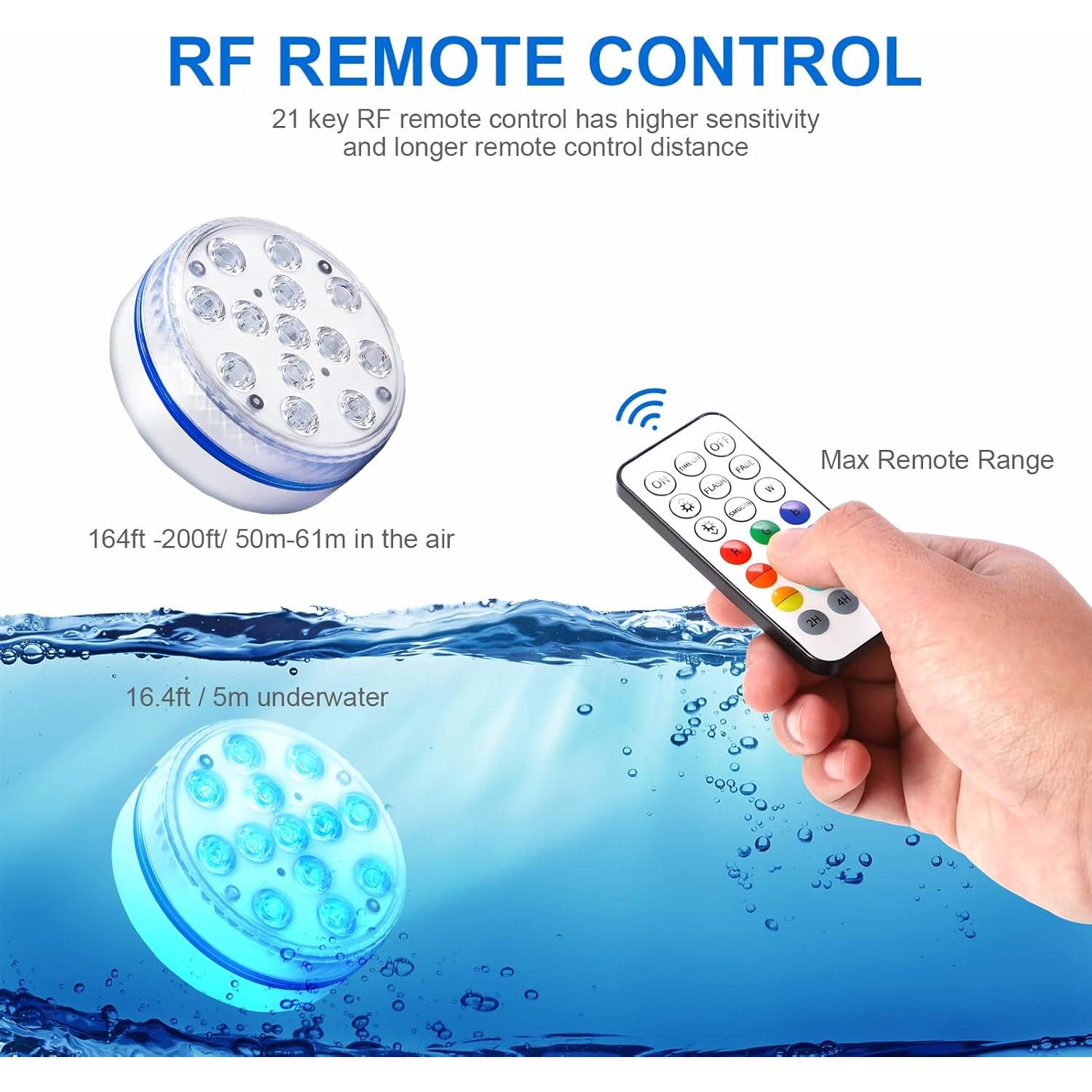 Luces LED sumergibles Defeicco IP68 RGB 4 unidades