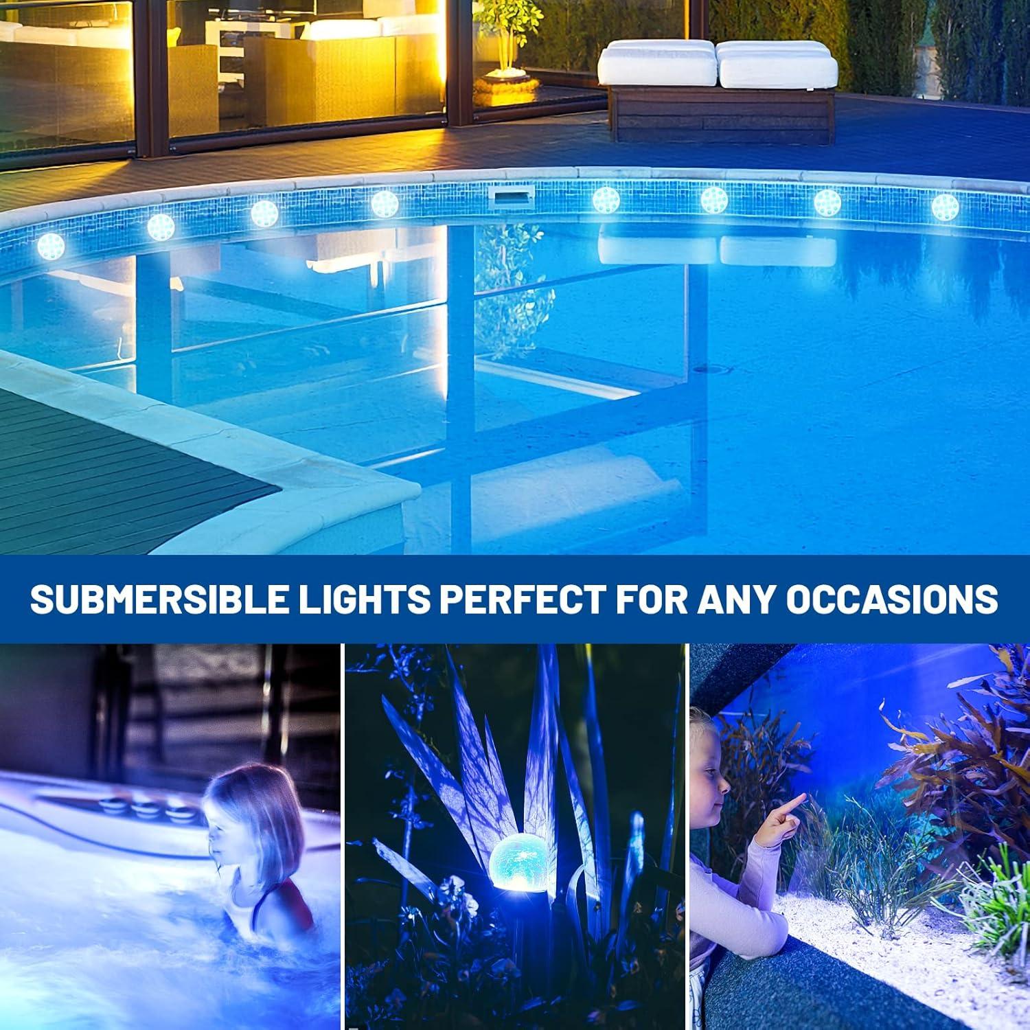 Luces LED sumergibles Defeicco IP68 RGB 4 unidades