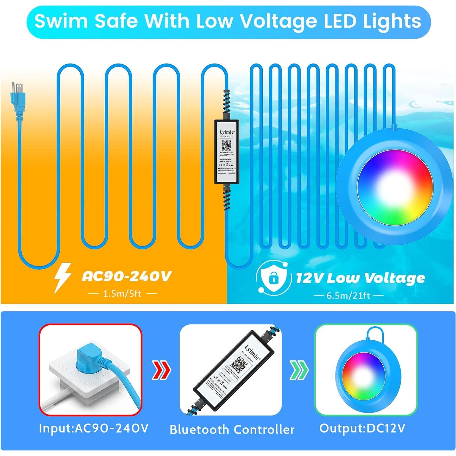 LyLmLe Luz LED Subacuática 20W RGB Control APP IP68