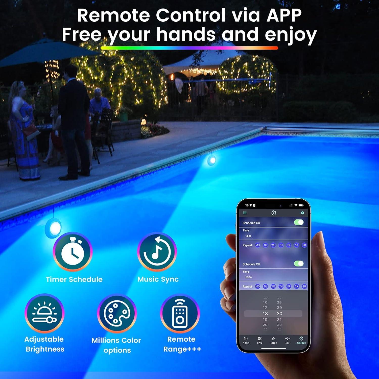 LyLmLe Luz LED Subacuática 20W RGB Control APP IP68