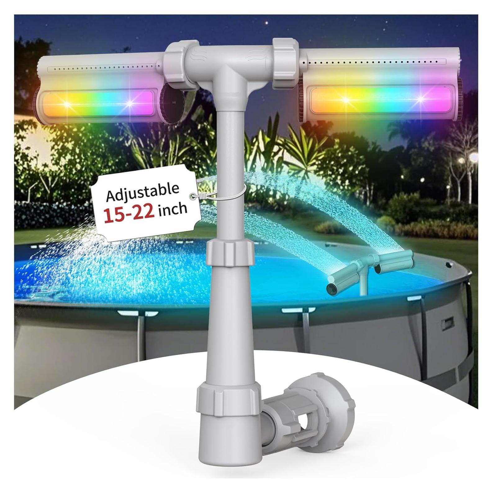 Fuente de Piscina KLLEYNA con Luces LED 7 Colores y Altura Ajustable