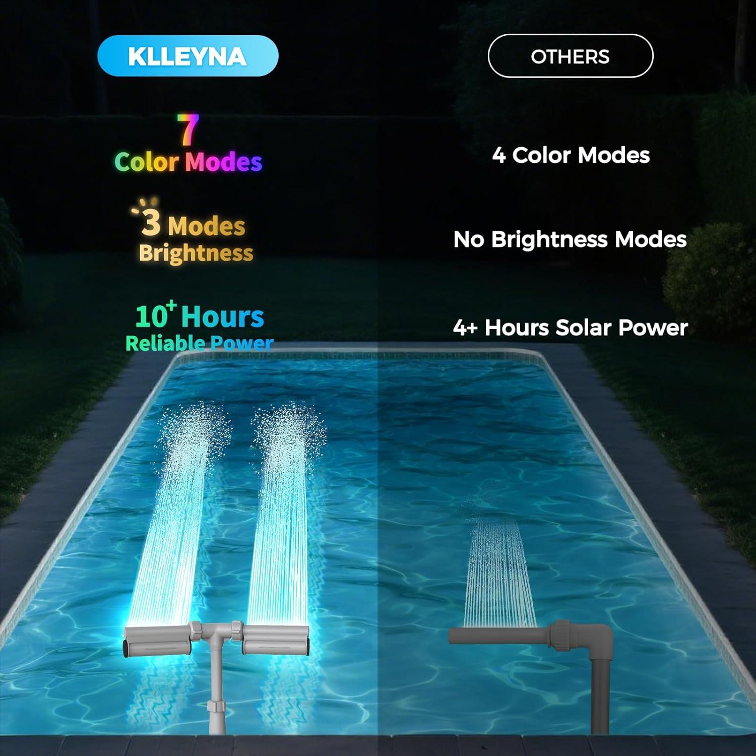 Fuente de Piscina KLLEYNA con Luces LED 7 Colores y Altura Ajustable