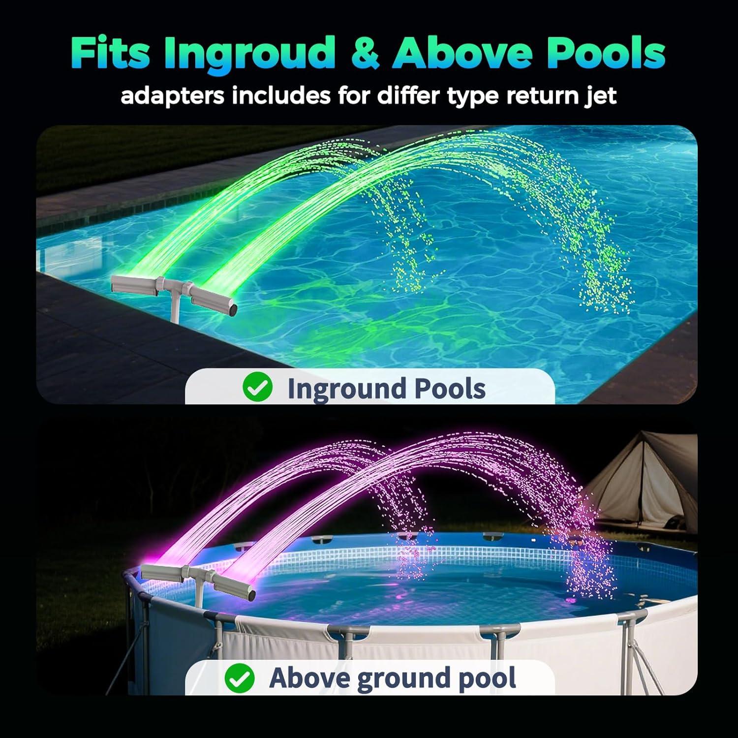 Fuente de Piscina KLLEYNA con Luces LED 7 Colores y Altura Ajustable