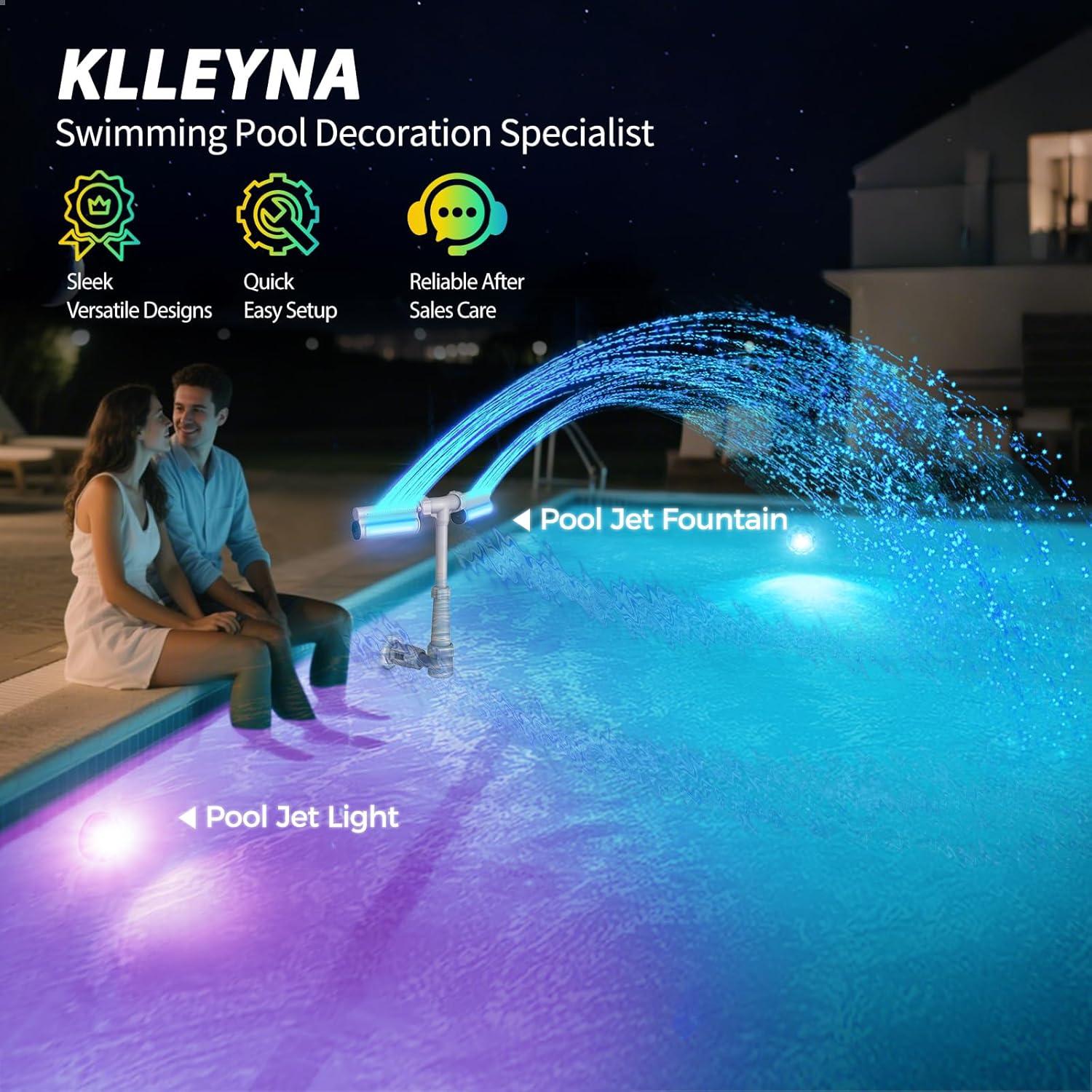 Fuente de Piscina KLLEYNA con Luces LED 7 Colores y Altura Ajustable