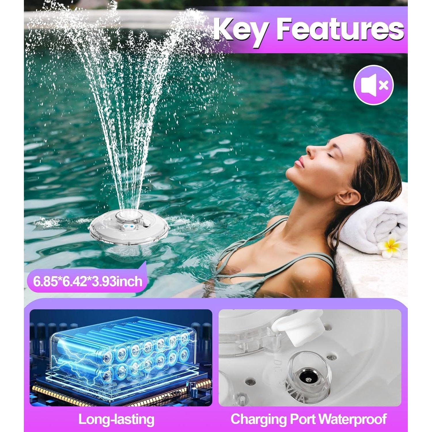 Fuente Flotante para Piscina LanAqua con Luces LED - Blanca