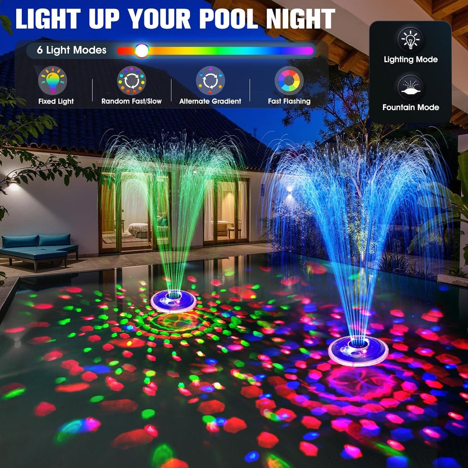 Fuente de piscina flotante ChlorStar CT507L con luces LED