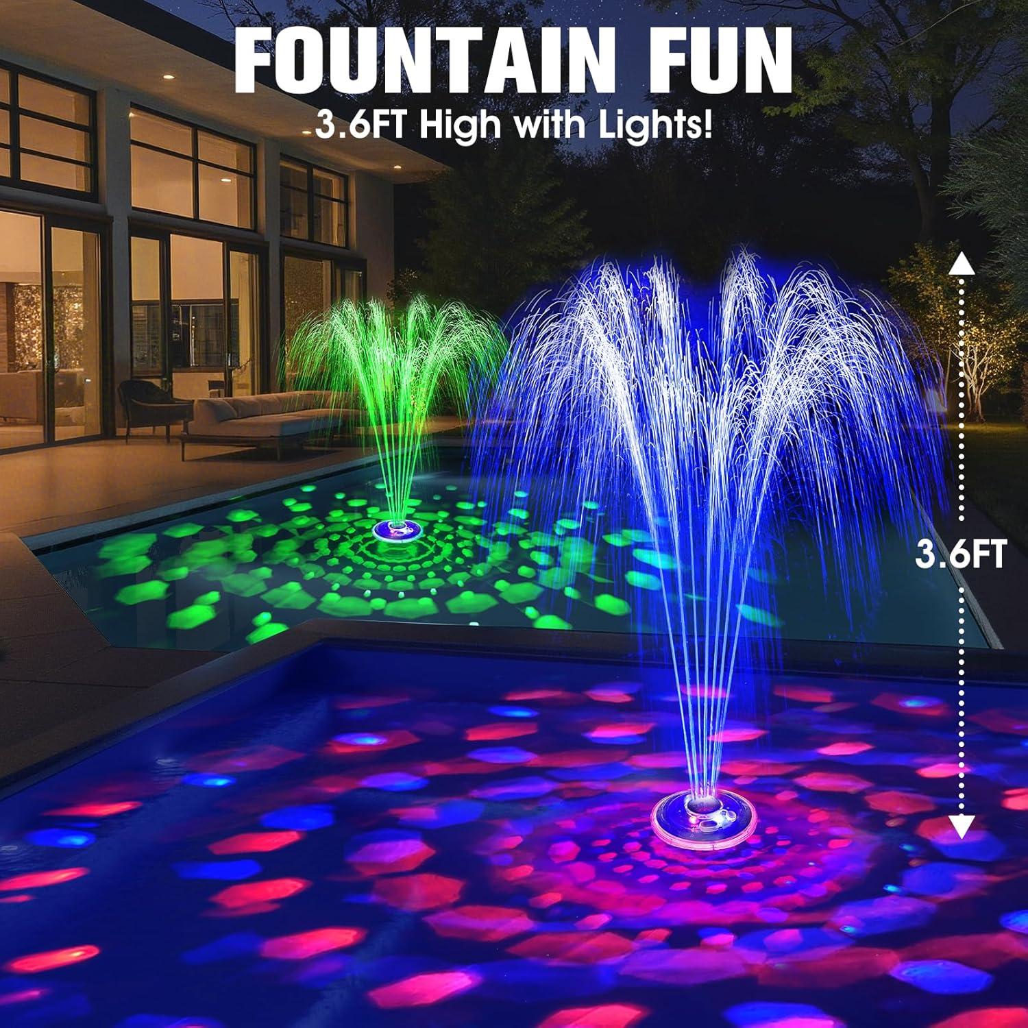 Fuente de piscina flotante ChlorStar CT507L con luces LED