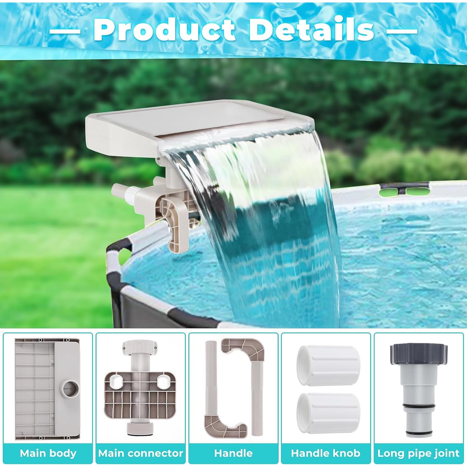 Fuente de Piscina Cascada Hanaoyo WF01 - Flujo Suave 33.5x23x27cm