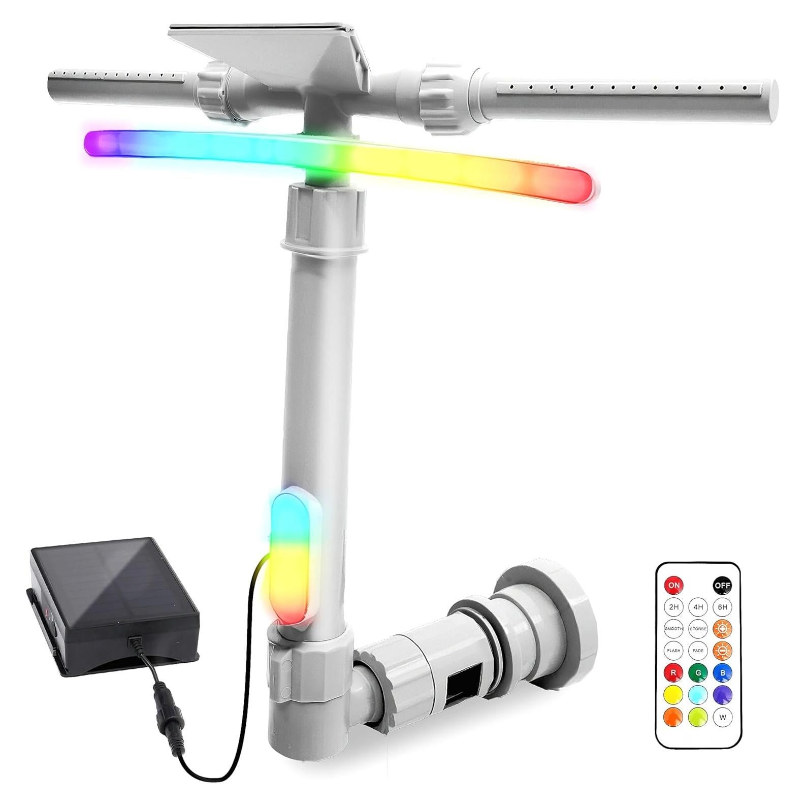 Fuente de piscina solar SRQYZM con luces y triple chorro