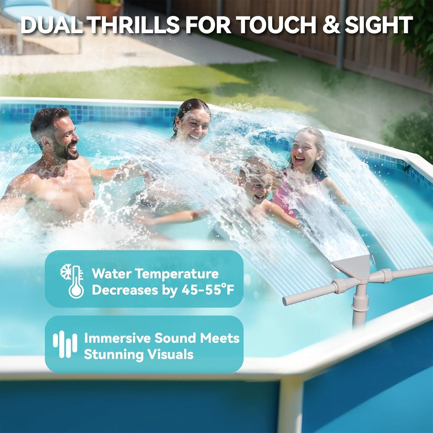 Fuente de piscina solar SRQYZM con luces y triple chorro