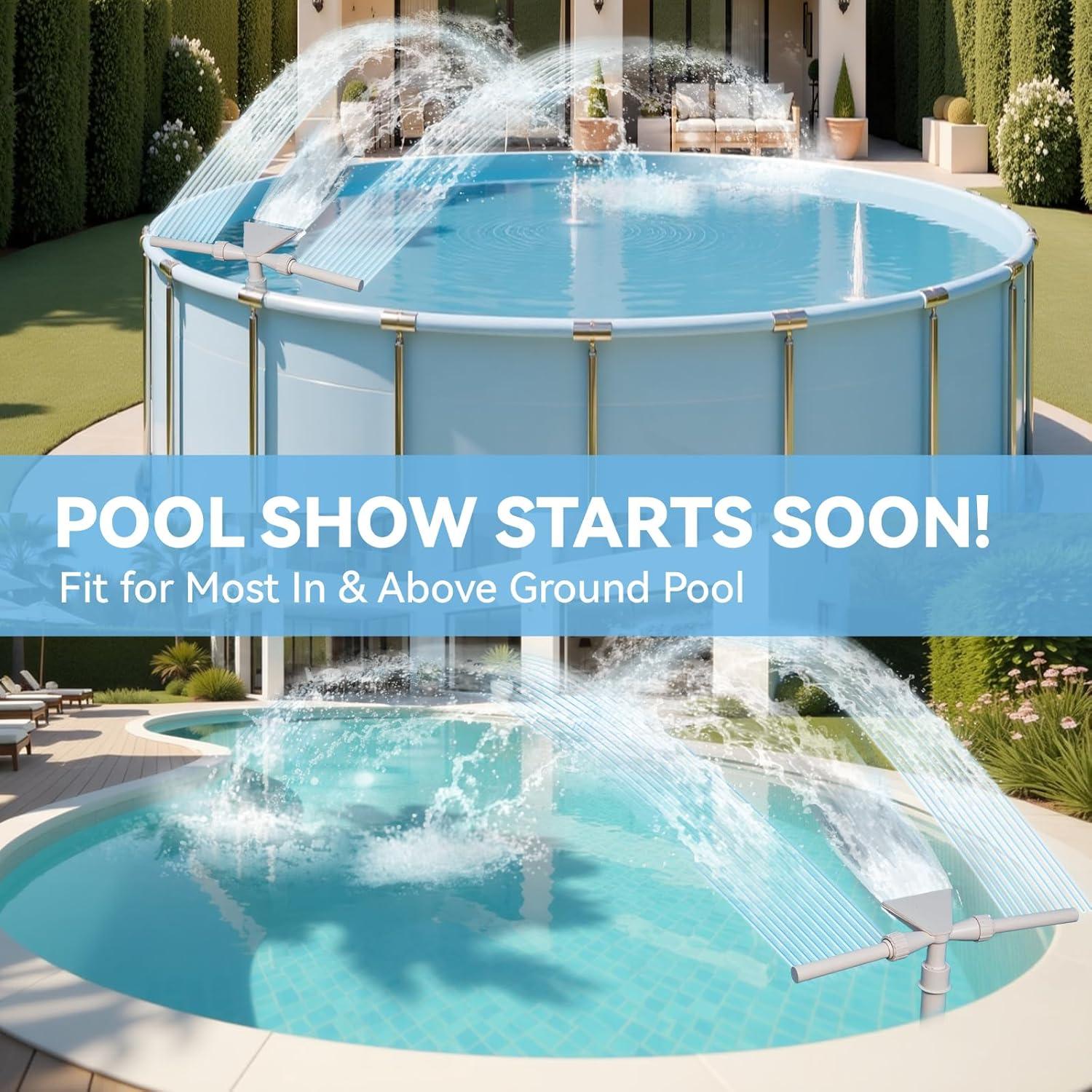 Fuente de piscina solar SRQYZM con luces y triple chorro