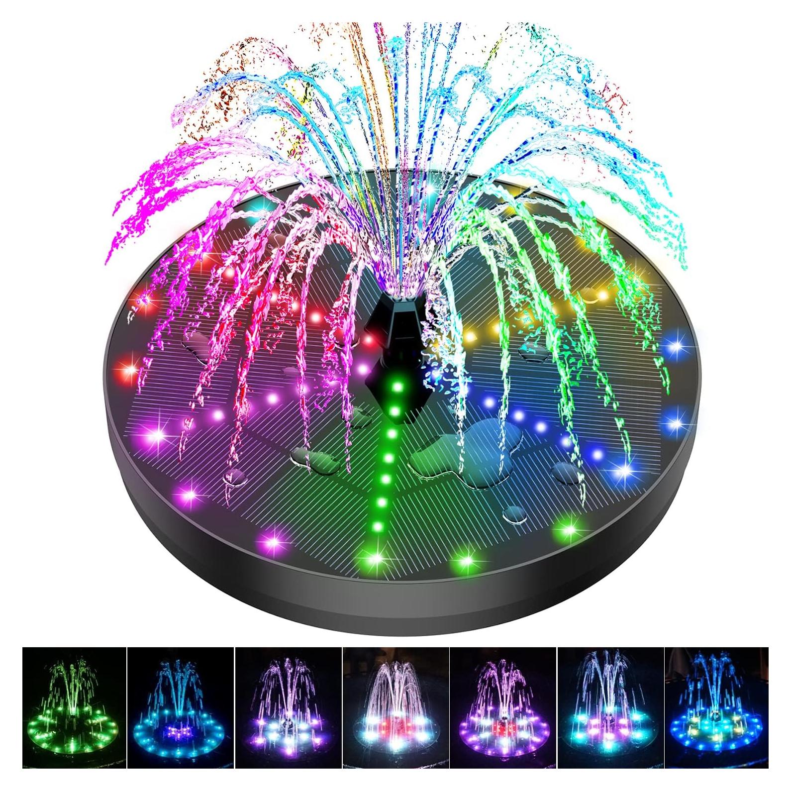 Fuente de Baño Solar GAIZERL 4W con 60 Luces LED y 7 Boquillas