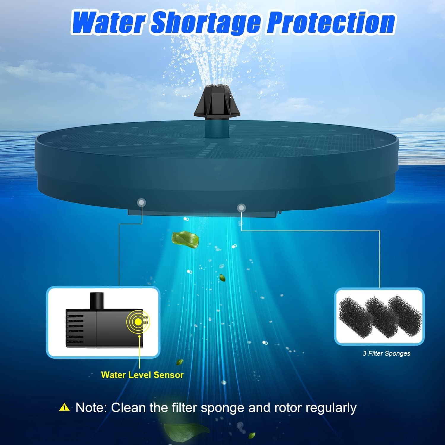 Fuente de Baño Solar GAIZERL 4W con 60 Luces LED y 7 Boquillas