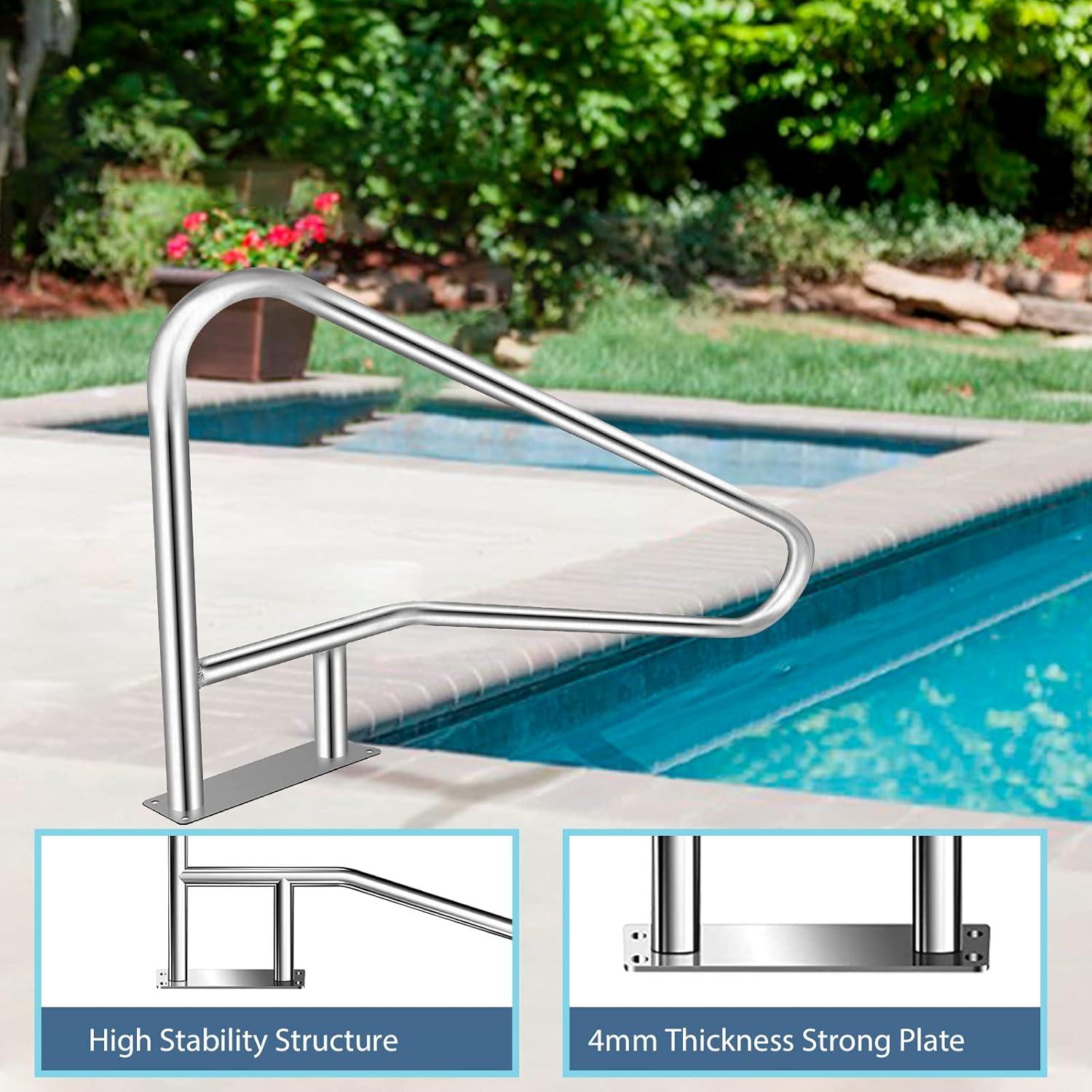 Barandilla de piscina Coocure 54x32 cm acero inoxidable antideslizante