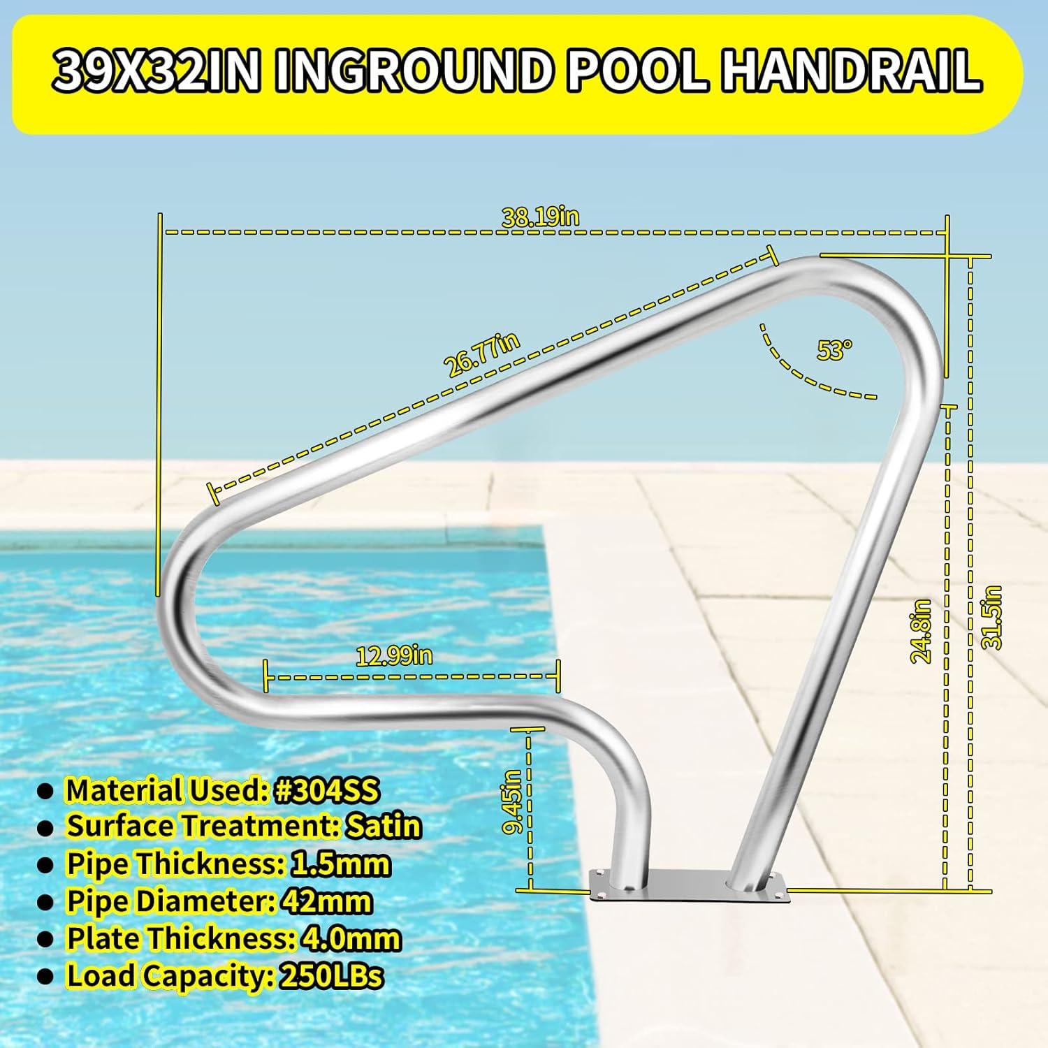 Barandilla de piscina empotrada Yeezoo 39x32 Acero Inoxidable