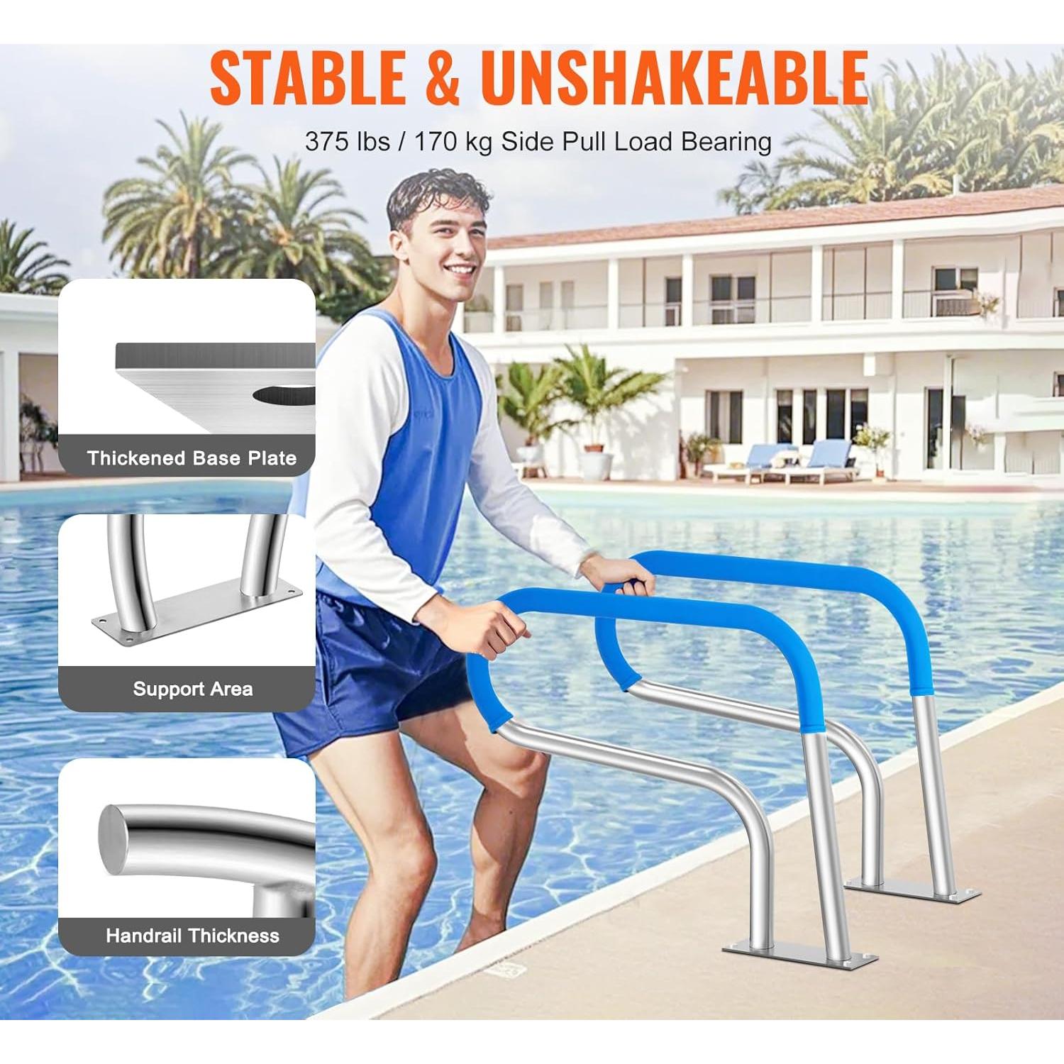 Pasamanos de piscina VEVOR 81.3x58.4 cm acero inoxidable