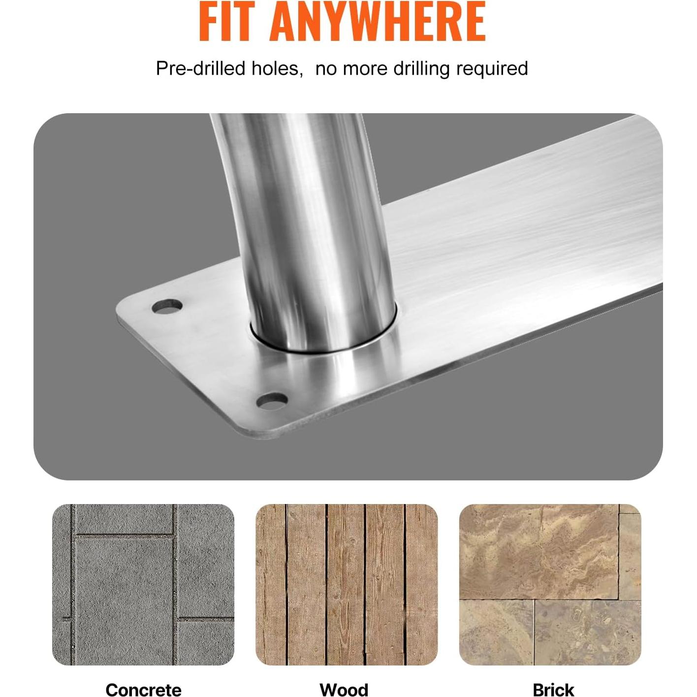 Pasamanos de piscina VEVOR 81.3x58.4 cm acero inoxidable