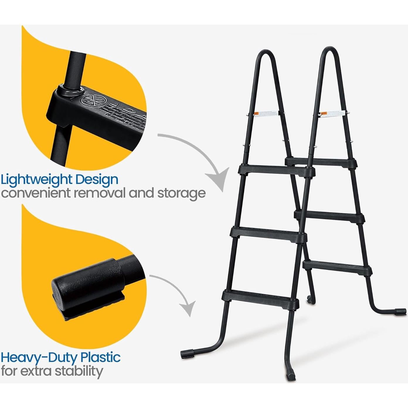 Escalera de piscina Funsicle de 3 peldaños, acero negro