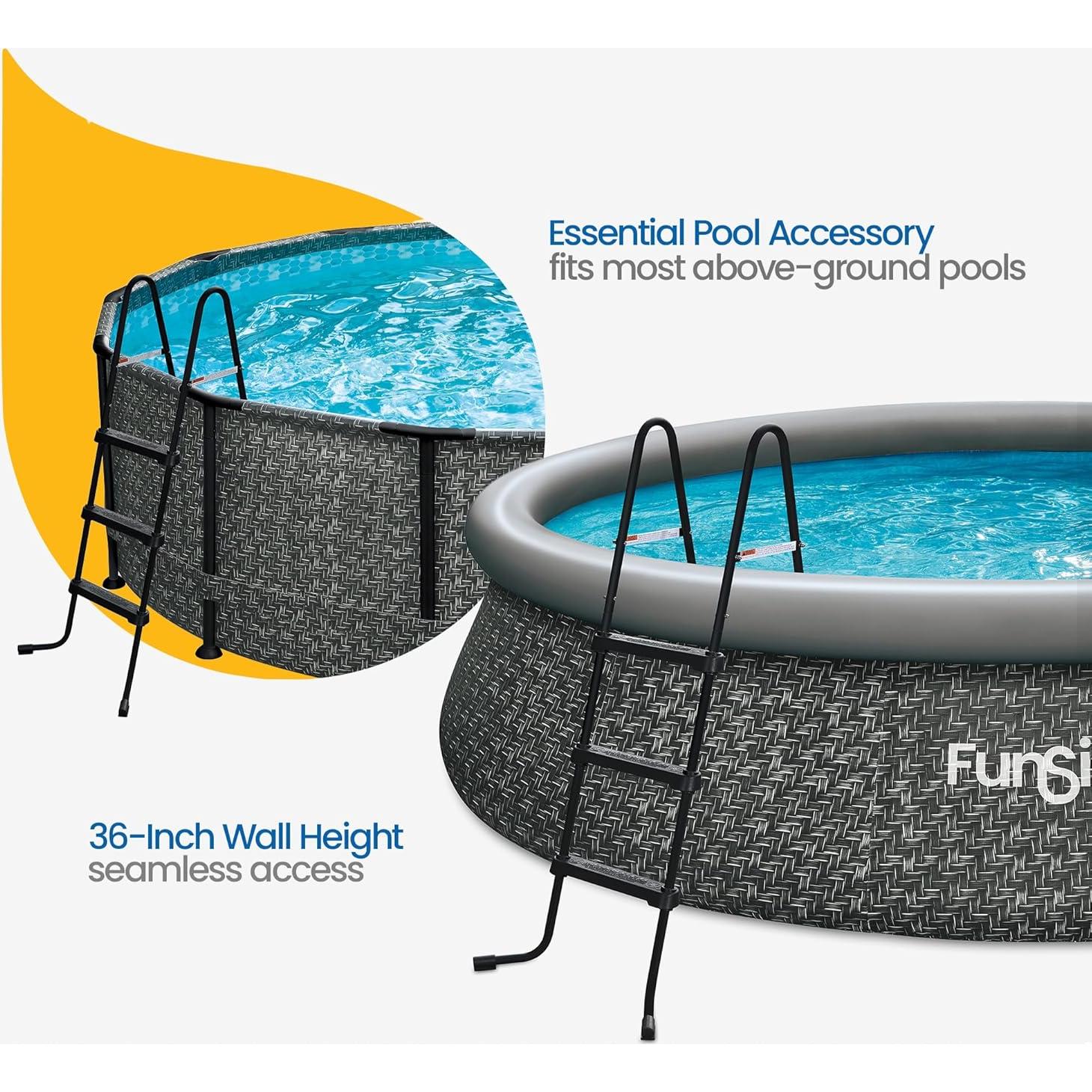 Escalera de piscina Funsicle de 3 peldaños, acero negro