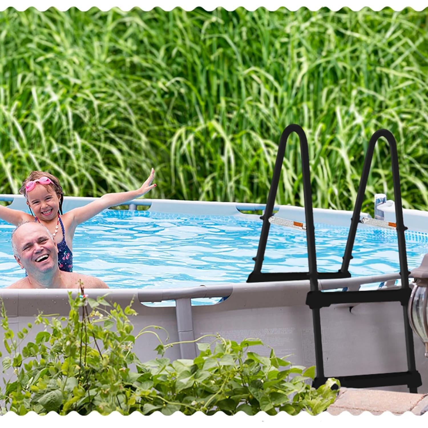 Escalera de piscina Funsicle de 3 peldaños, acero negro