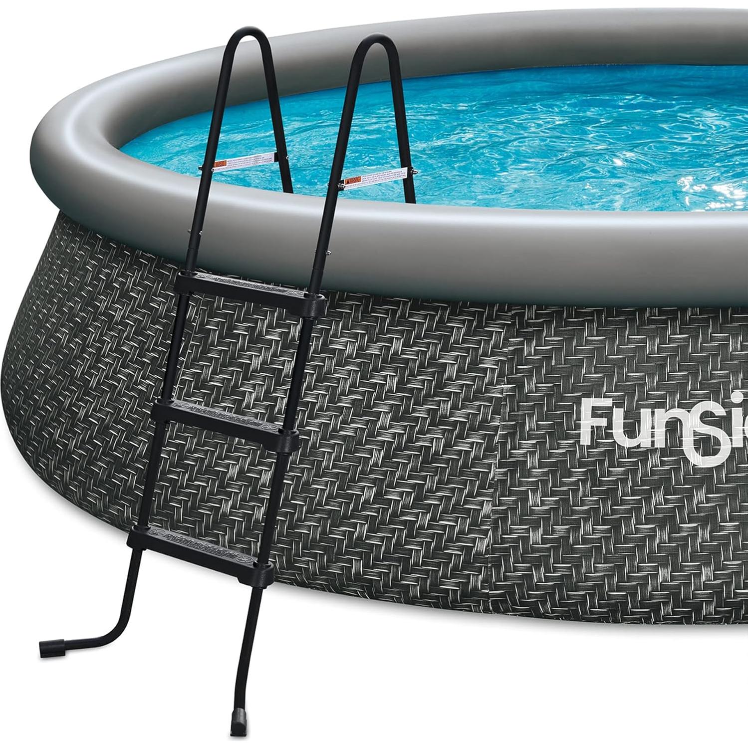 Escalera de piscina Funsicle de 3 peldaños, acero negro