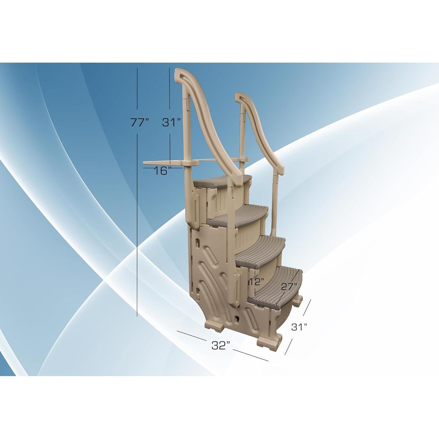 Escalón Confer Plastics Curve CCX-AG para piscina elevada