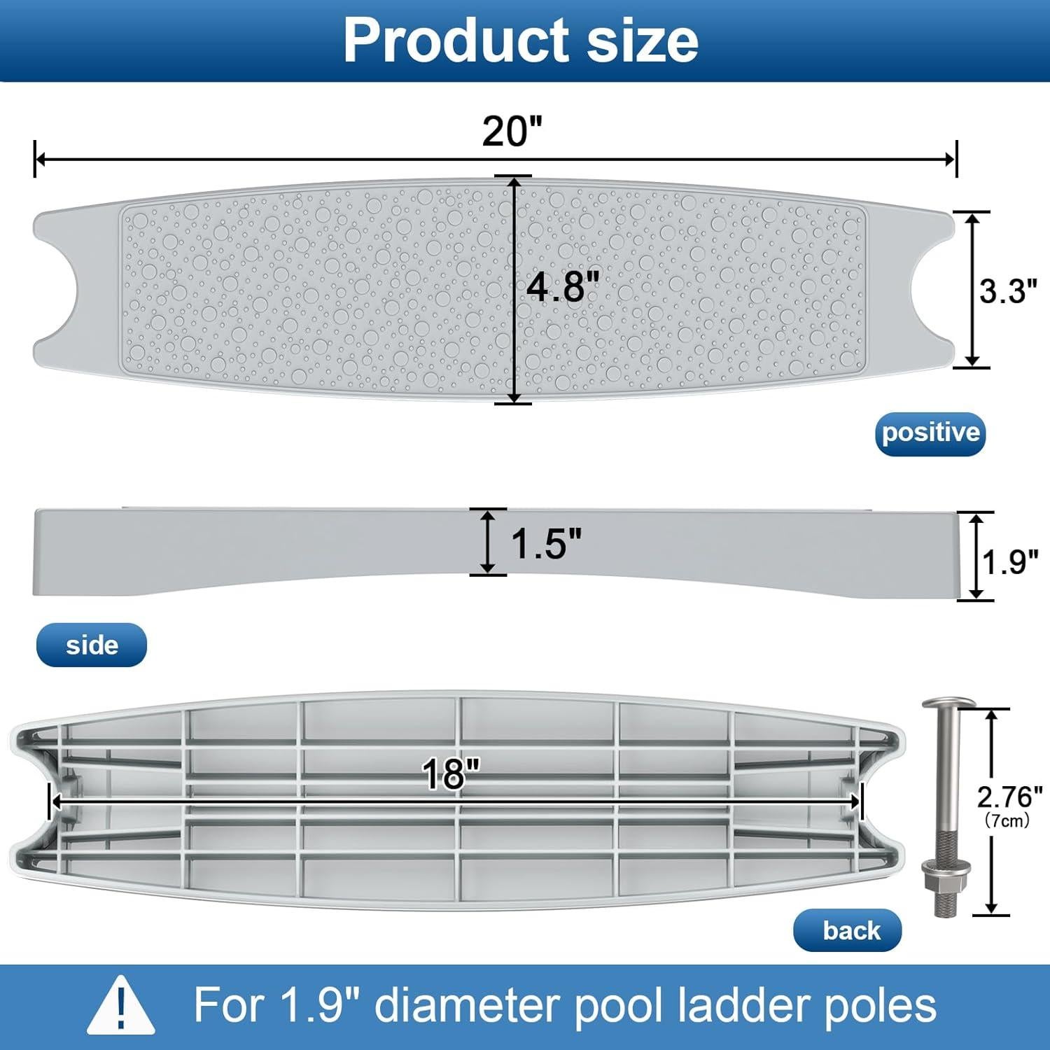 Escalones de Escalera de Piscina Goovilla 3 Piezas Antideslizantes
