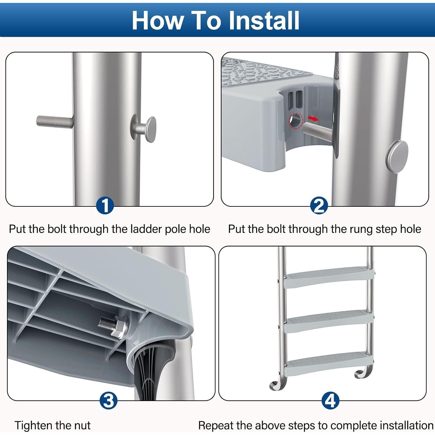 Escalones de Escalera de Piscina Goovilla 3 Piezas Antideslizantes