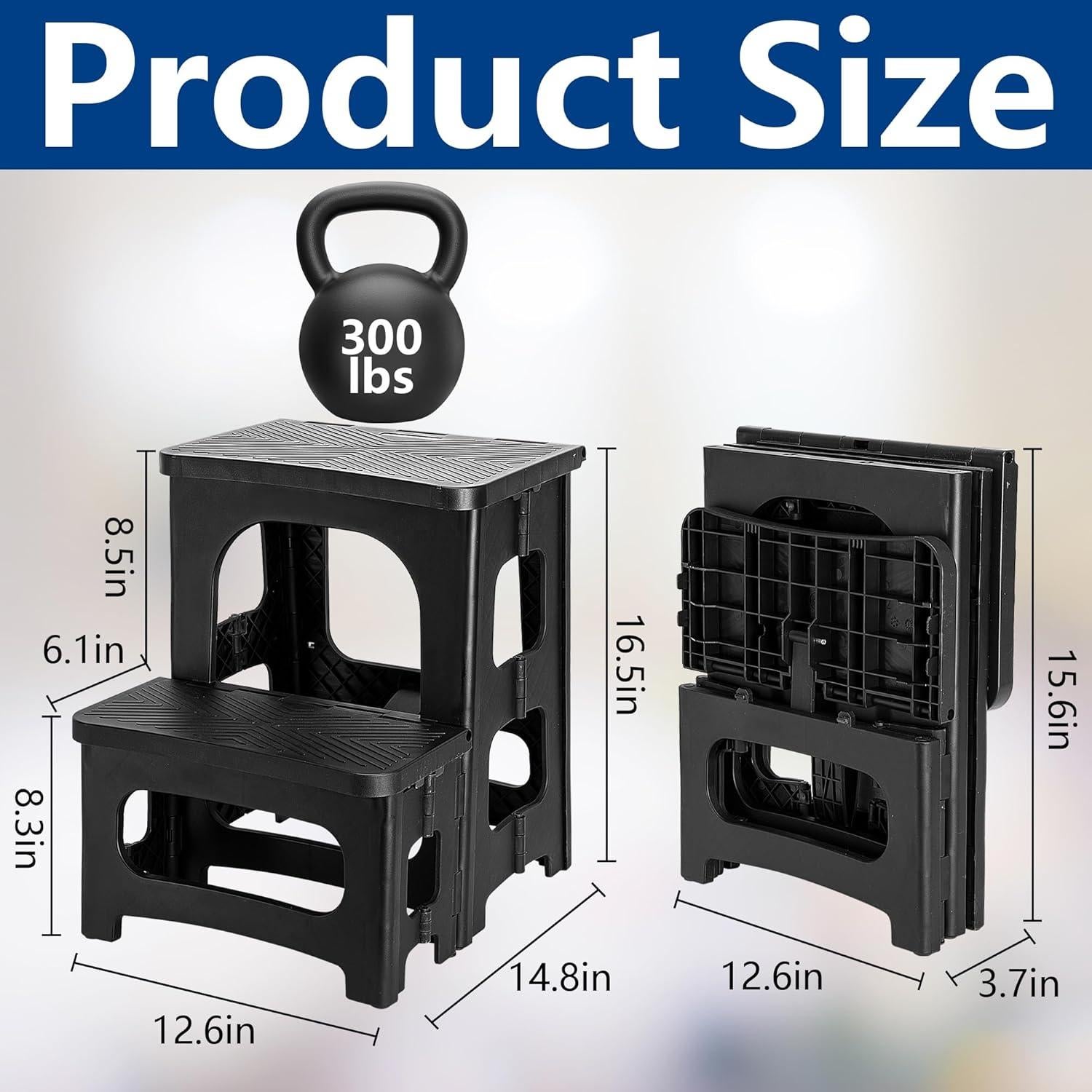 Escalones Plegables DECOHS 2 Pasos Antideslizantes Negro