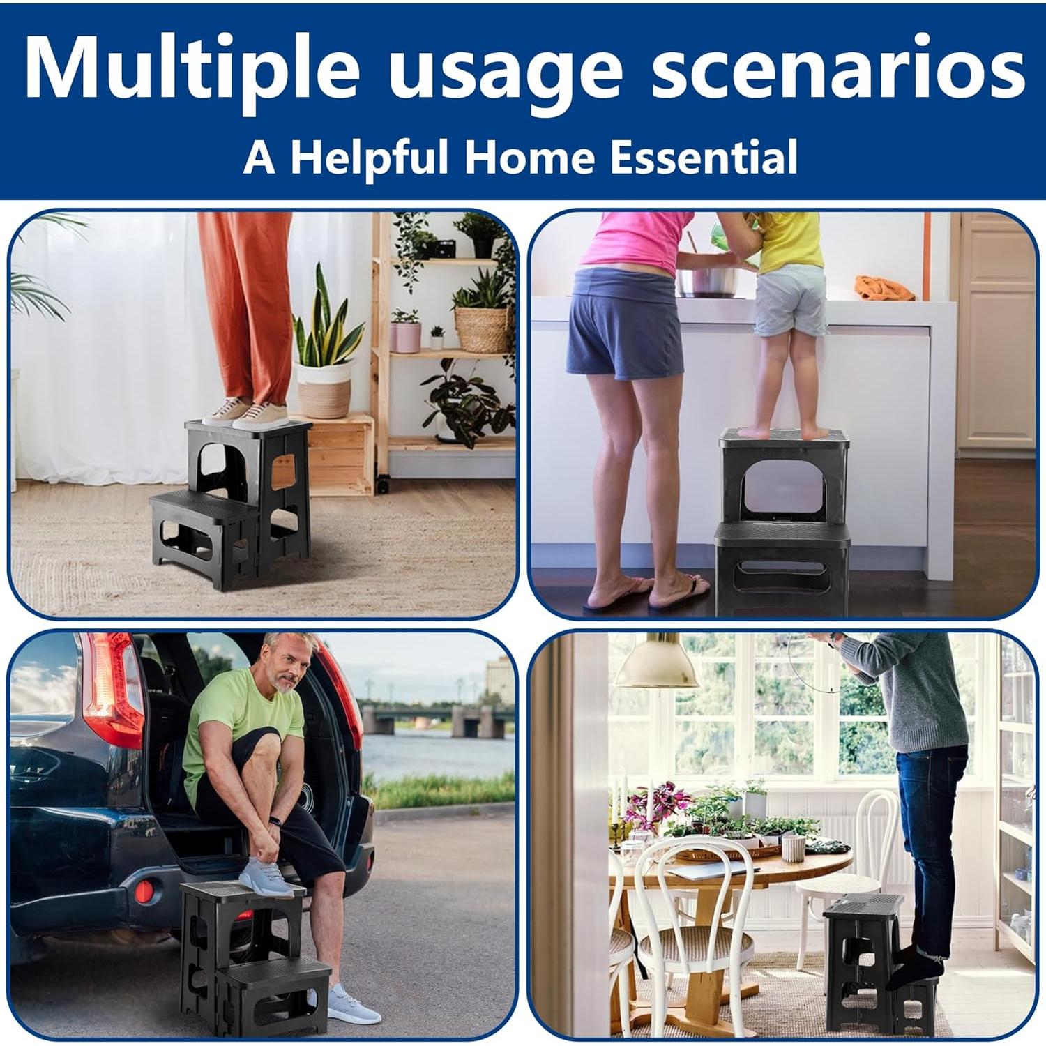 Escalones Plegables DECOHS 2 Pasos Antideslizantes Negro