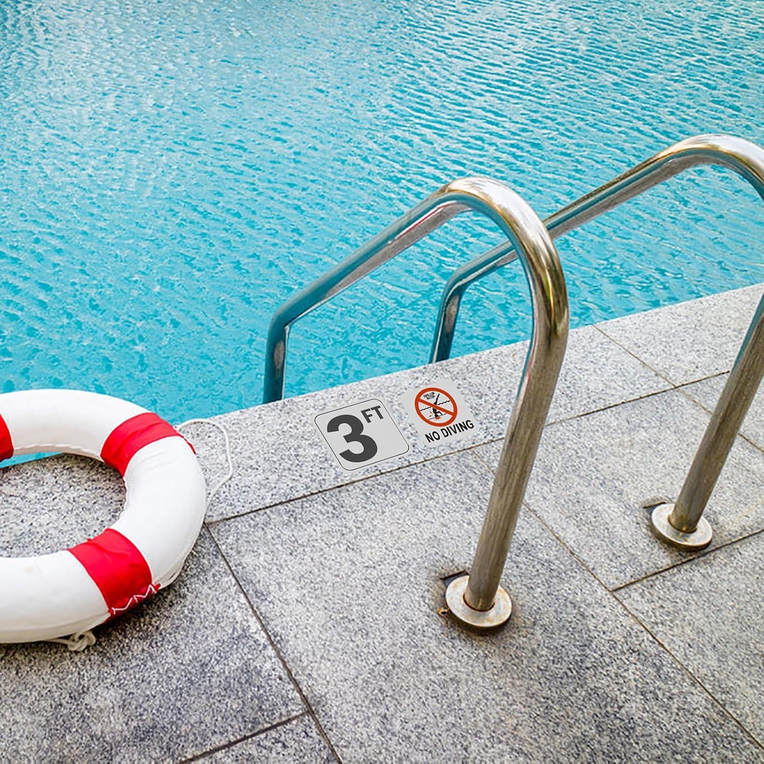 Calcomanías de Profundidad de Piscina AOOCY 15.24x15.24 cm