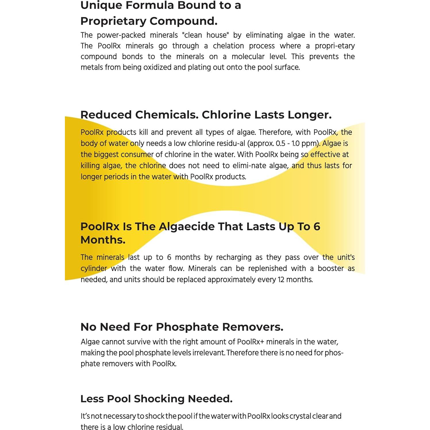 Algaecida para piscina PoolRx 101066 6 meses 20k-30k galones