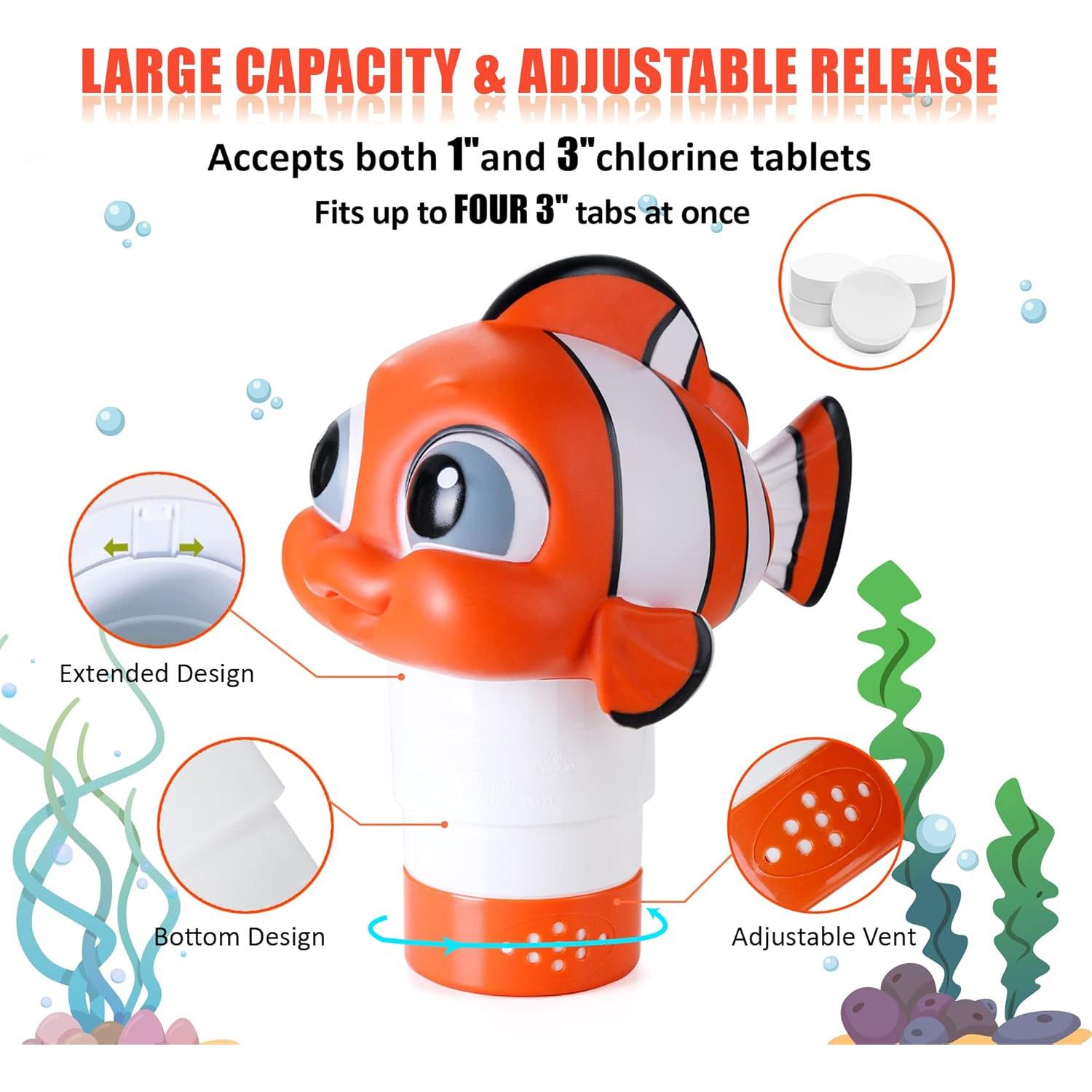 Dispensador Flotante de Cloro MKLZ Pez Payaso para Piscina