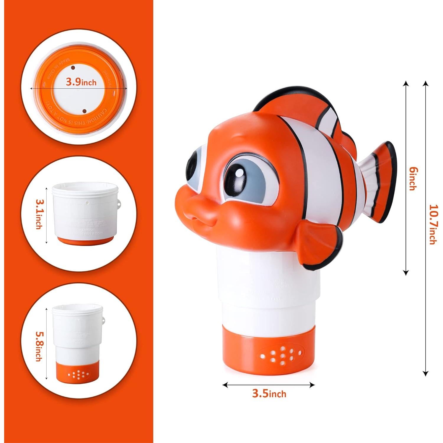 Dispensador Flotante de Cloro MKLZ Pez Payaso para Piscina