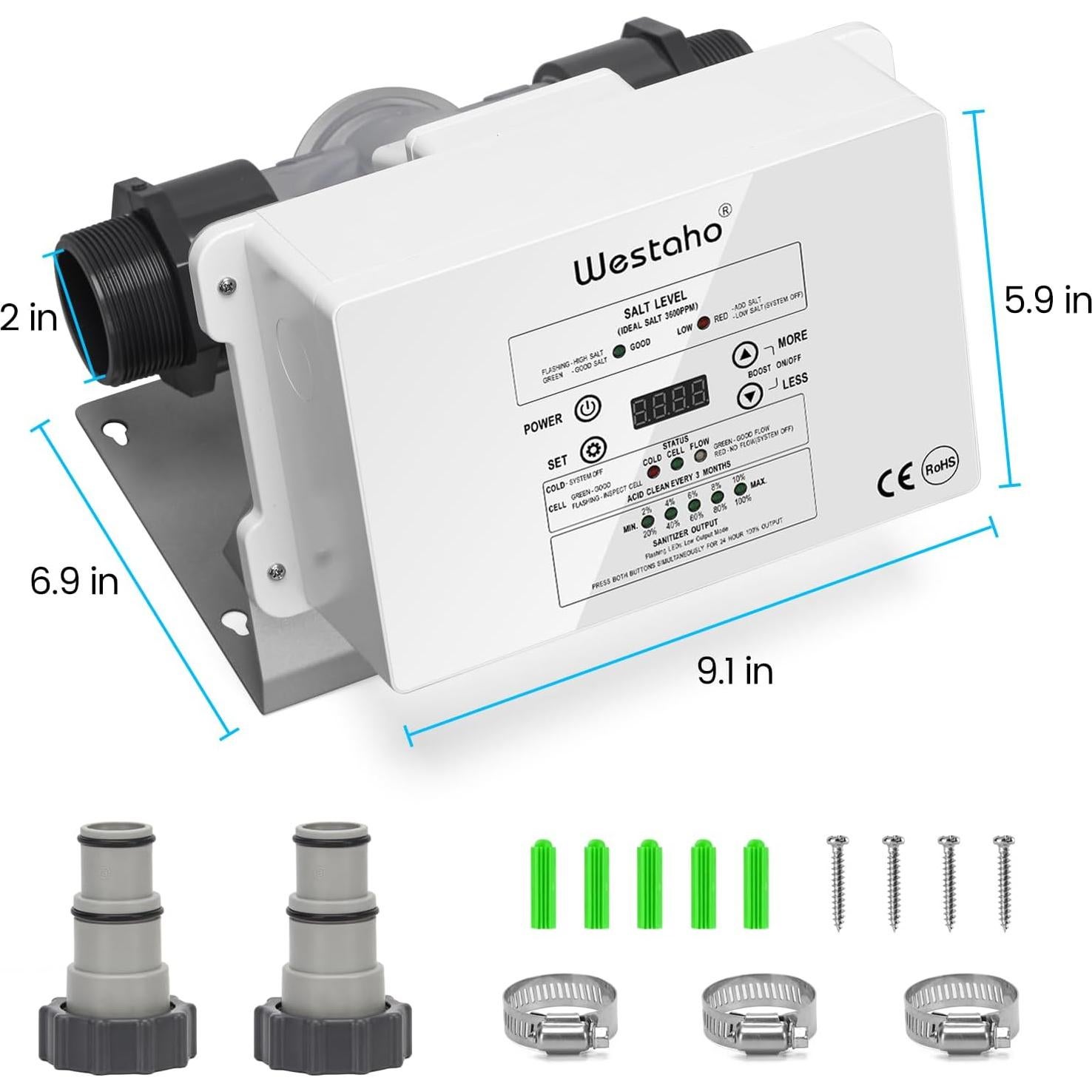 Clorador de Sal Westaho HSCG-09 para Piscinas 15,000 Gal