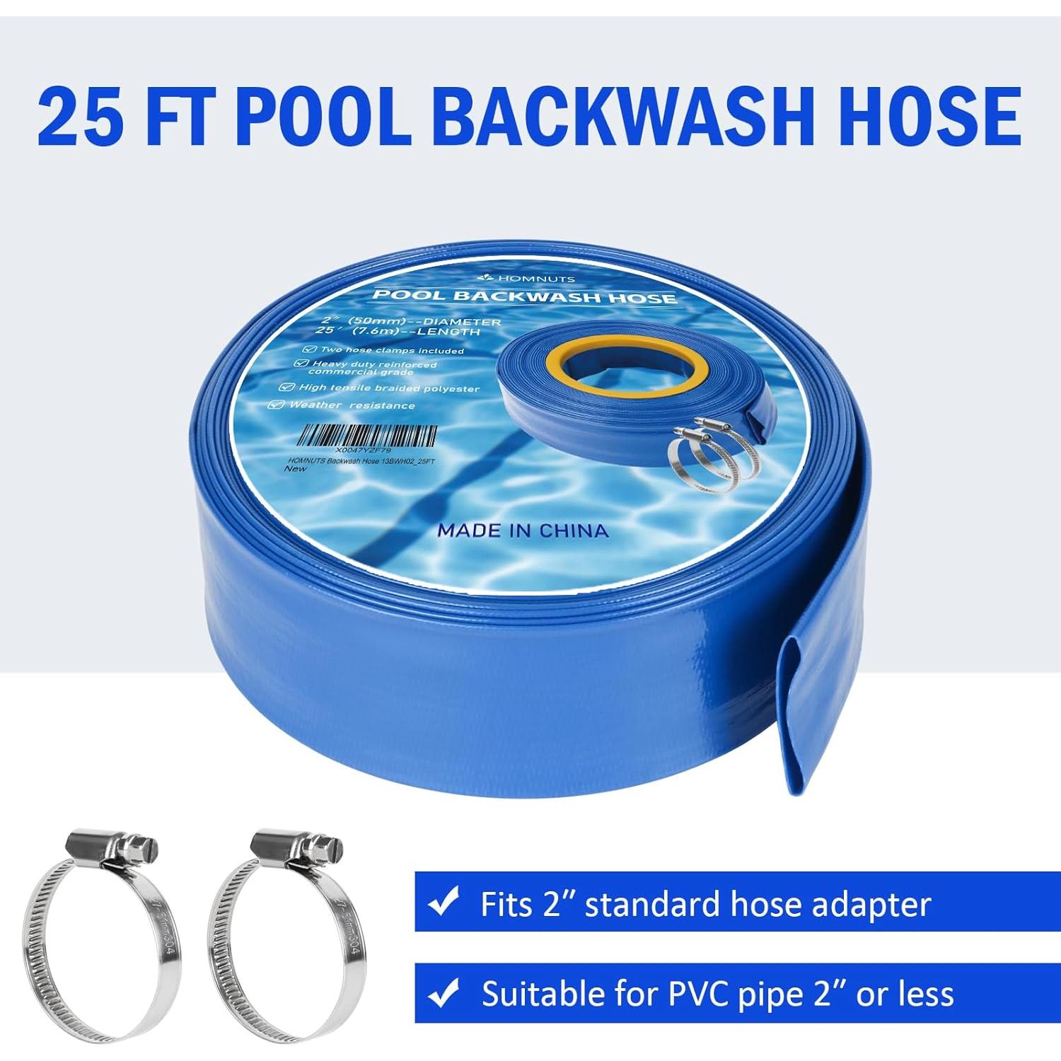 Manguera de Retro Lavado para Piscina HOMNUTS 5 cm x 7.62 m