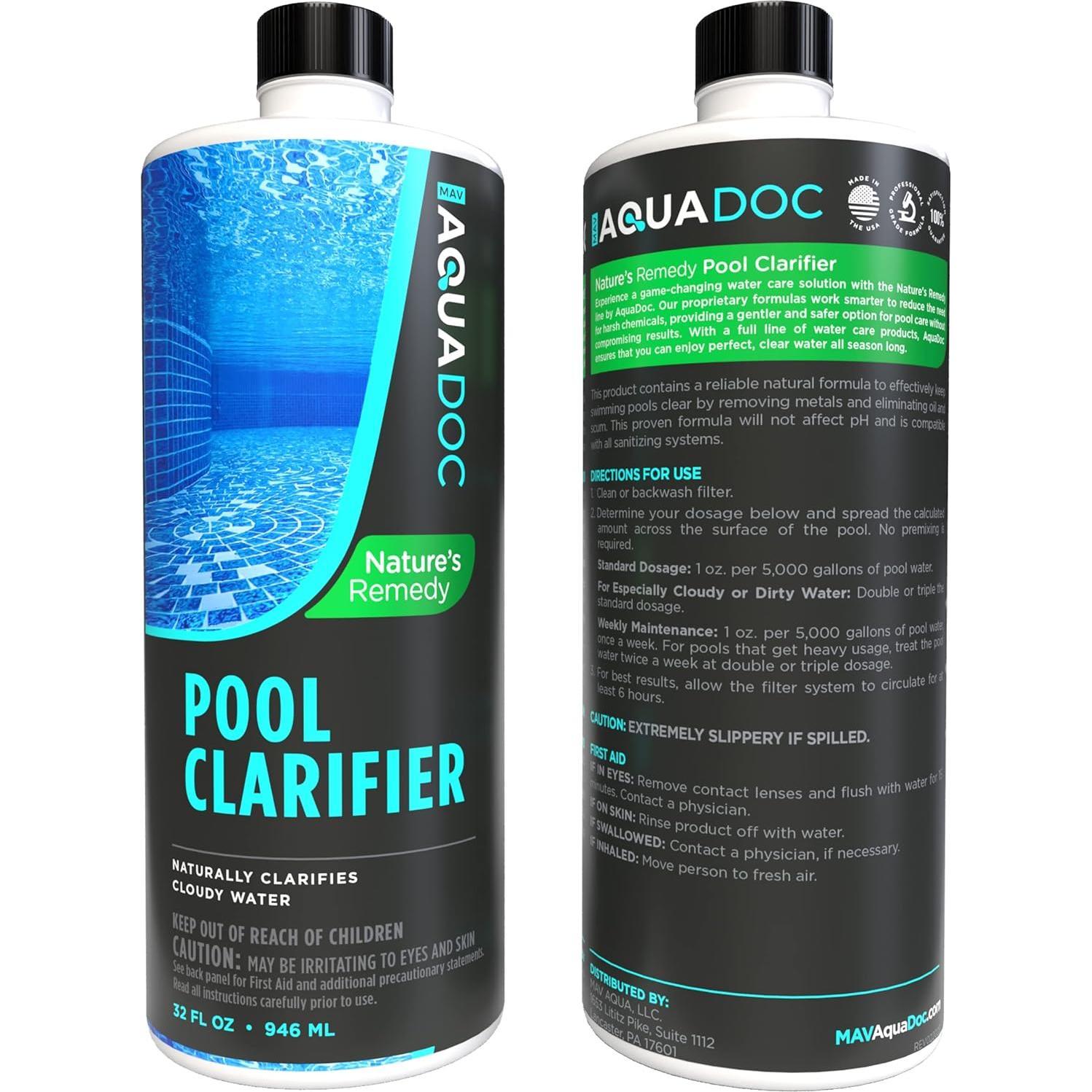 Aclarador Natural de Piscina AquaDoc 32 oz - Ecológico y Eficaz