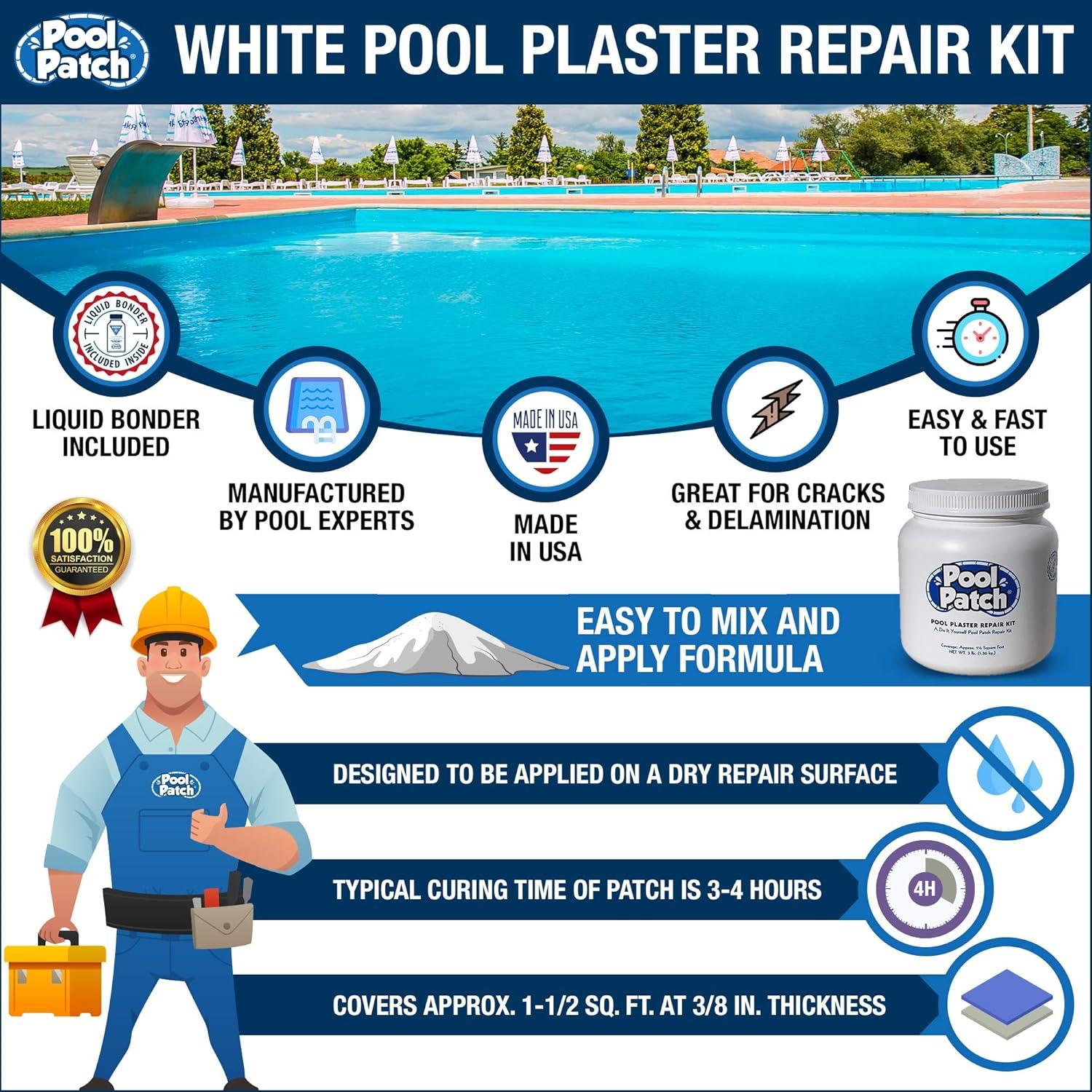 Kit de Reparación de Yeso para Piscinas Pool Patch 1.36 kg Blanco