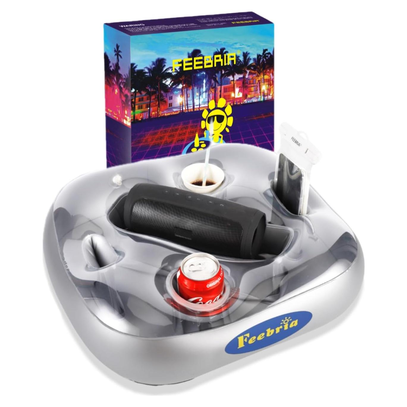 Soporte de Bebidas Flotante FEEBRIA para Piscina 48cm Plata