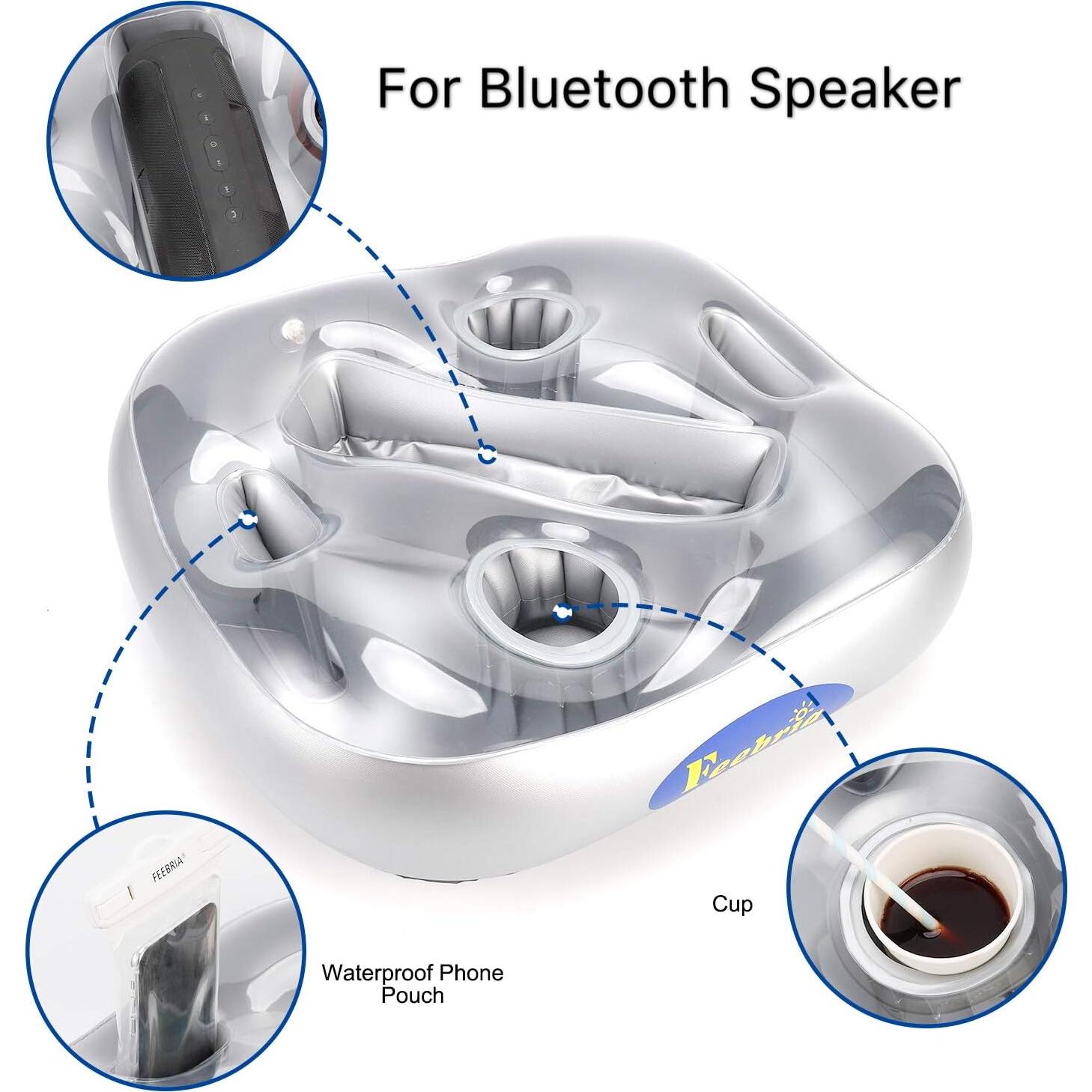 Soporte de Bebidas Flotante FEEBRIA para Piscina 48cm Plata