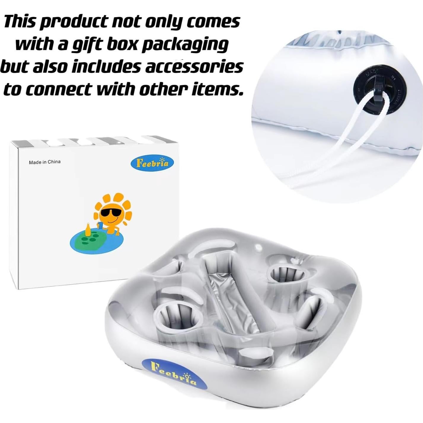 Soporte de Bebidas Flotante FEEBRIA para Piscina 48cm Plata