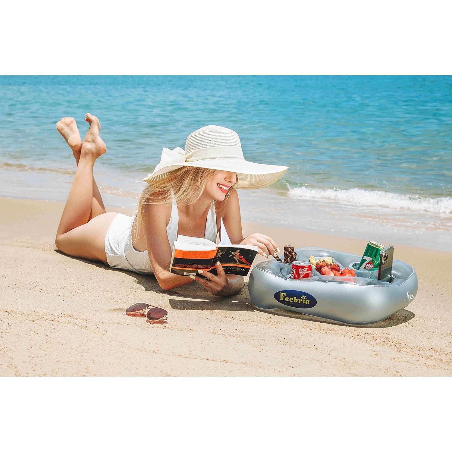 Soporte de Bebidas Flotante FEEBRIA para Piscina 48cm Plata