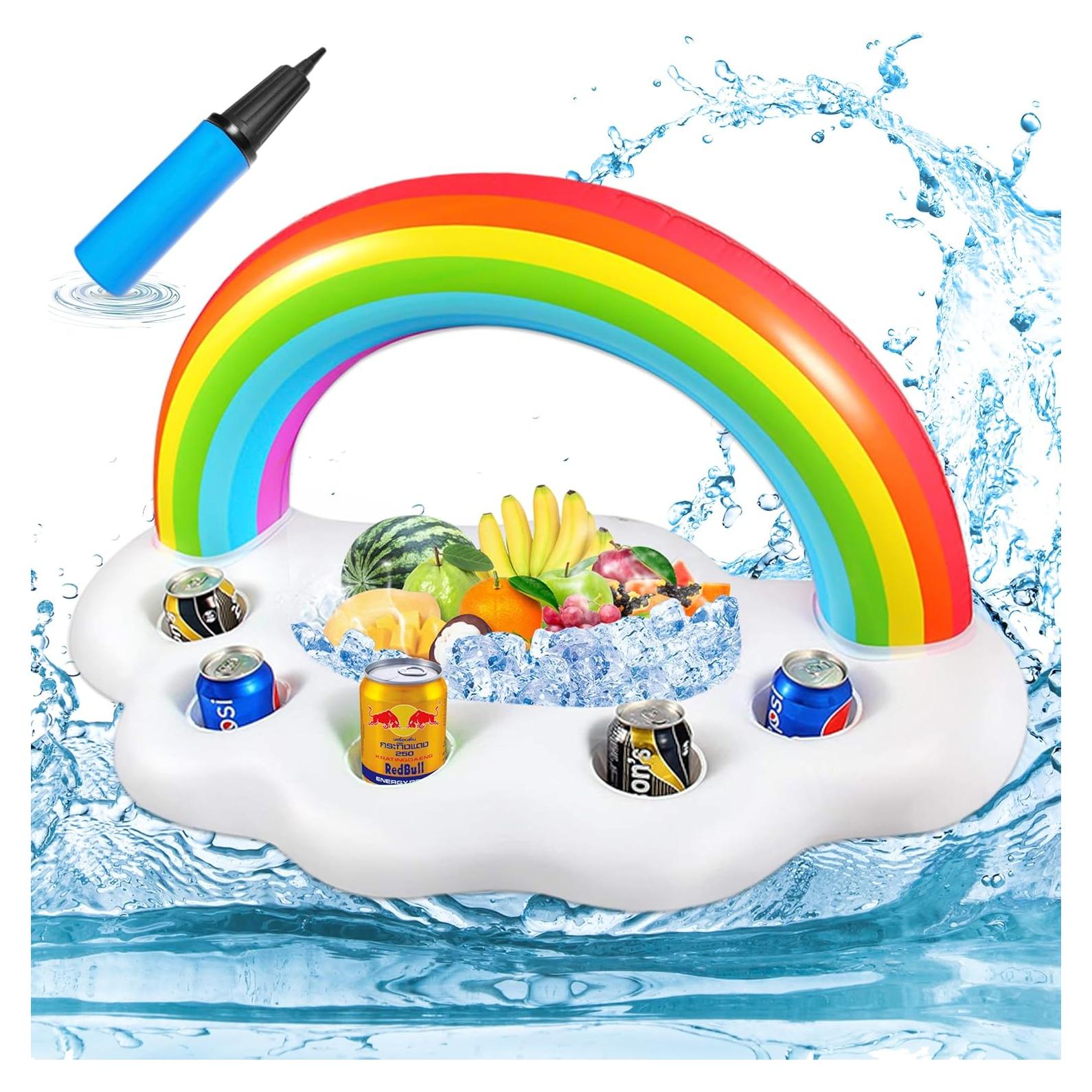 Portavasos Inflable Flotante Anas - Nube Arcoíris 91.44x55.88 cm